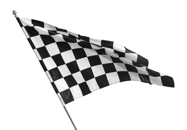 Photo of One racing checkered flag isolated on white