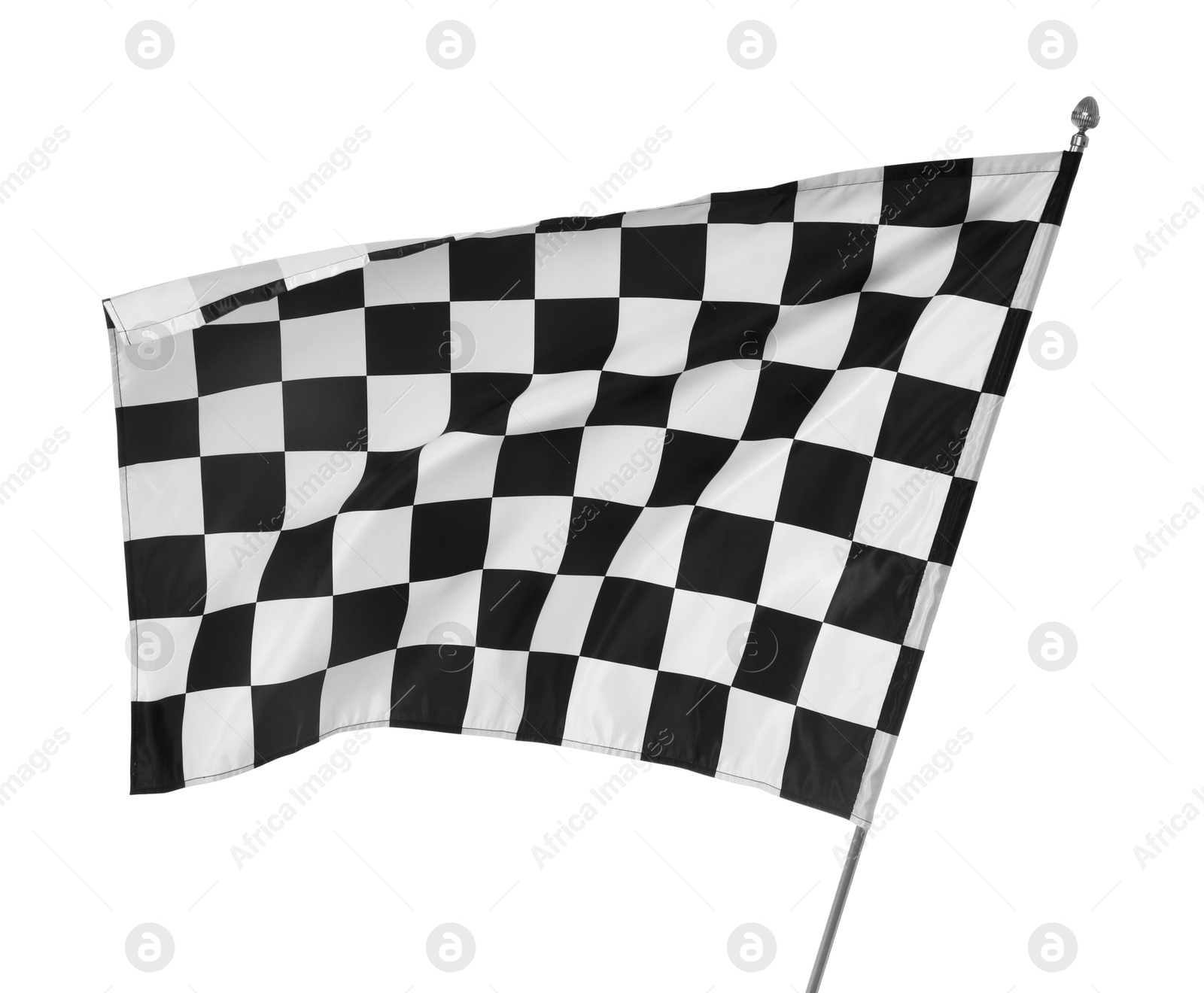 Photo of One racing checkered flag isolated on white