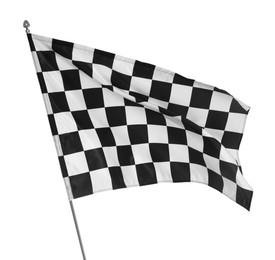 Photo of One racing checkered flag isolated on white