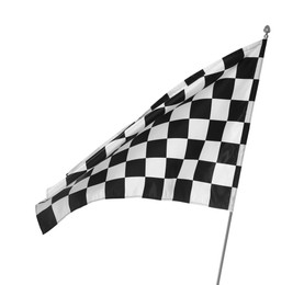 Photo of One racing checkered flag isolated on white