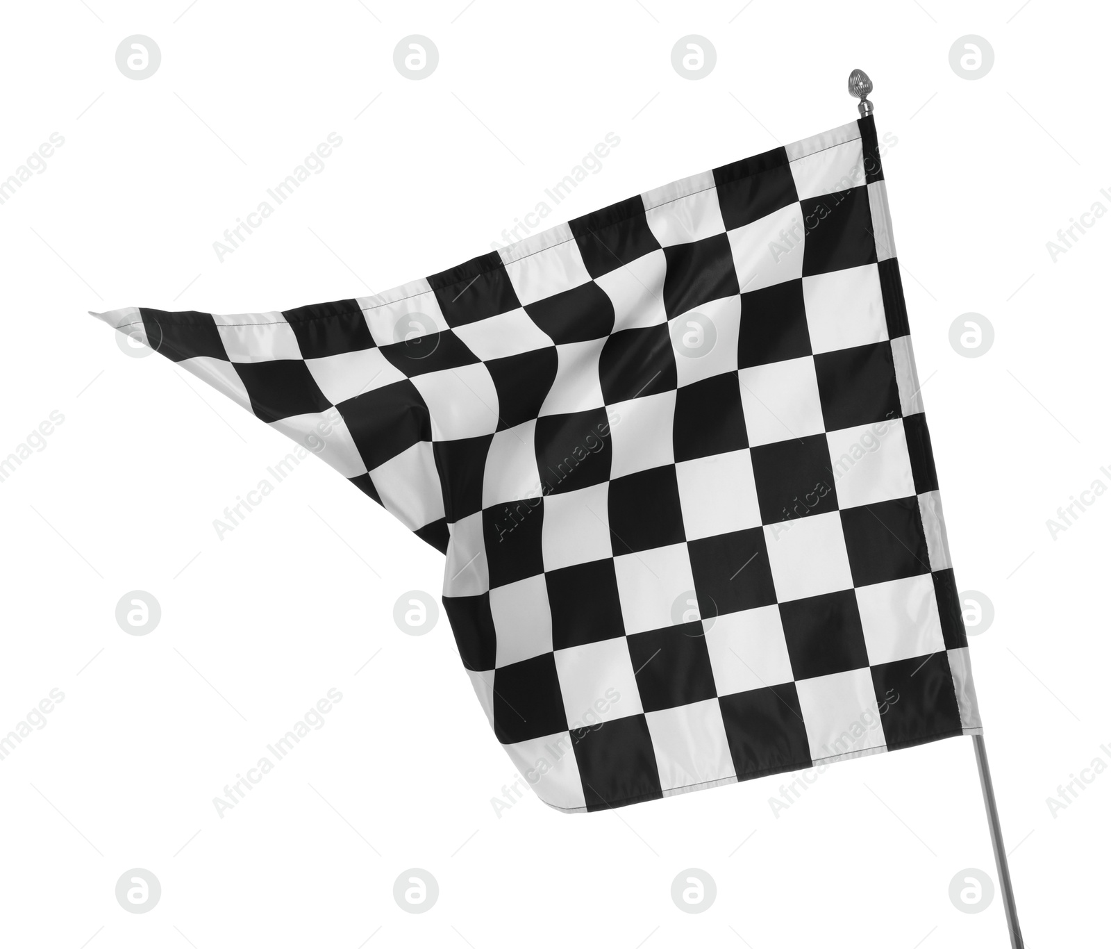 Photo of One racing checkered flag isolated on white