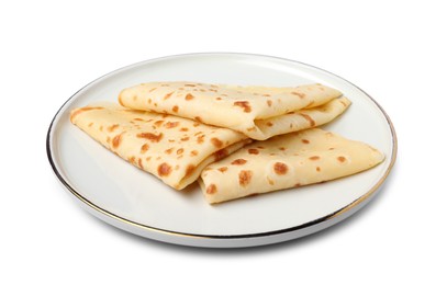 Photo of Delicious fresh folded crepes isolated on white