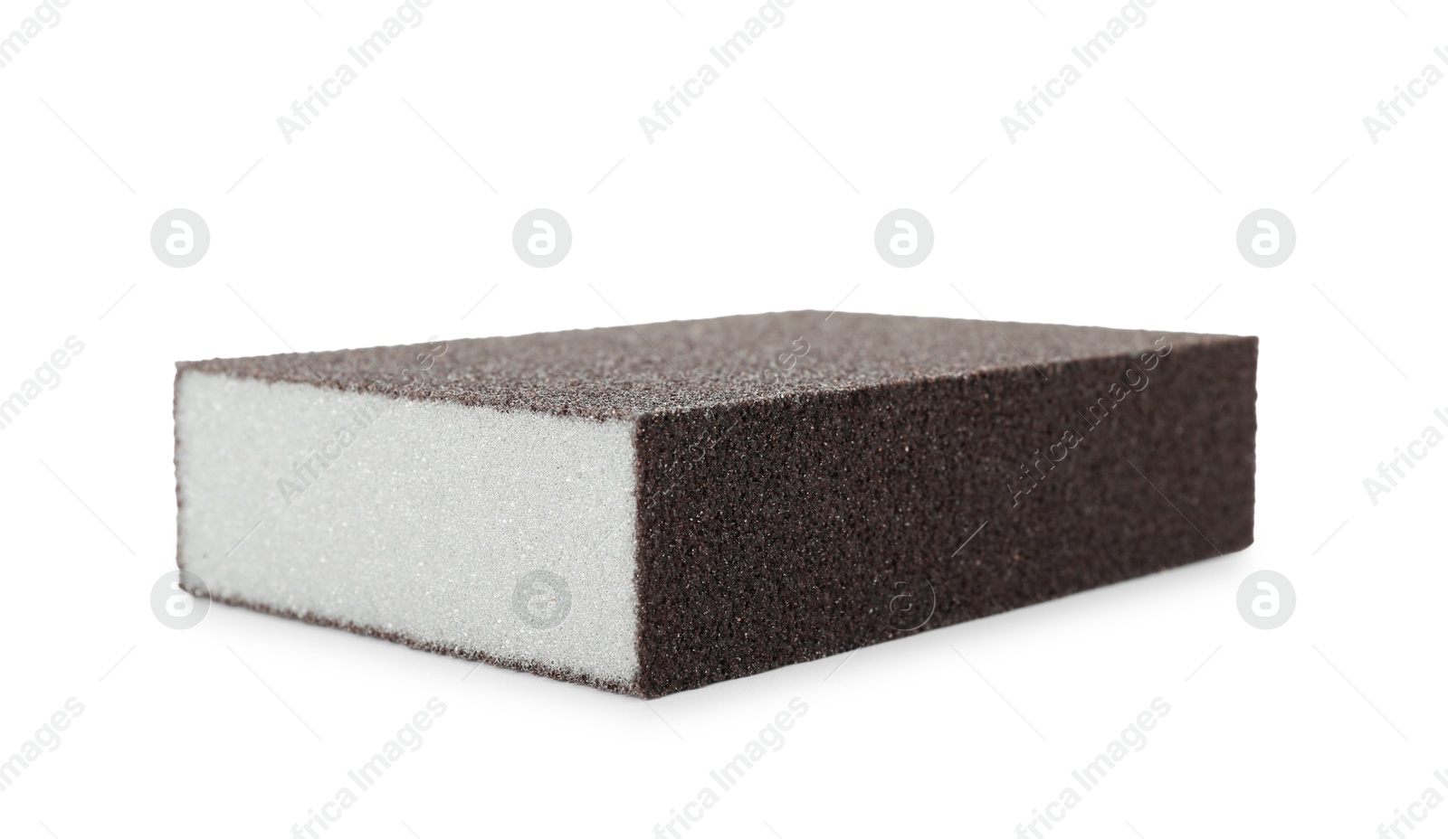 Photo of One brown sponge isolated on white. Cleaning supply