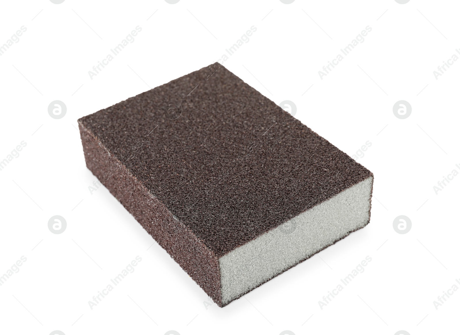 Photo of One brown sponge isolated on white. Cleaning supply