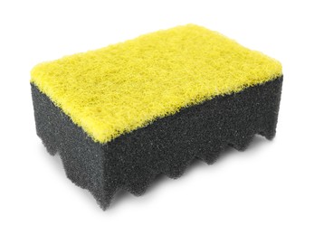 Photo of One soft sponge isolated on white. Cleaning supply