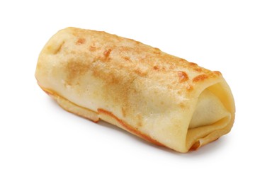 Photo of One delicious rolled crepe isolated on white