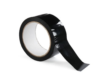 Roll of black adhesive tape isolated on white