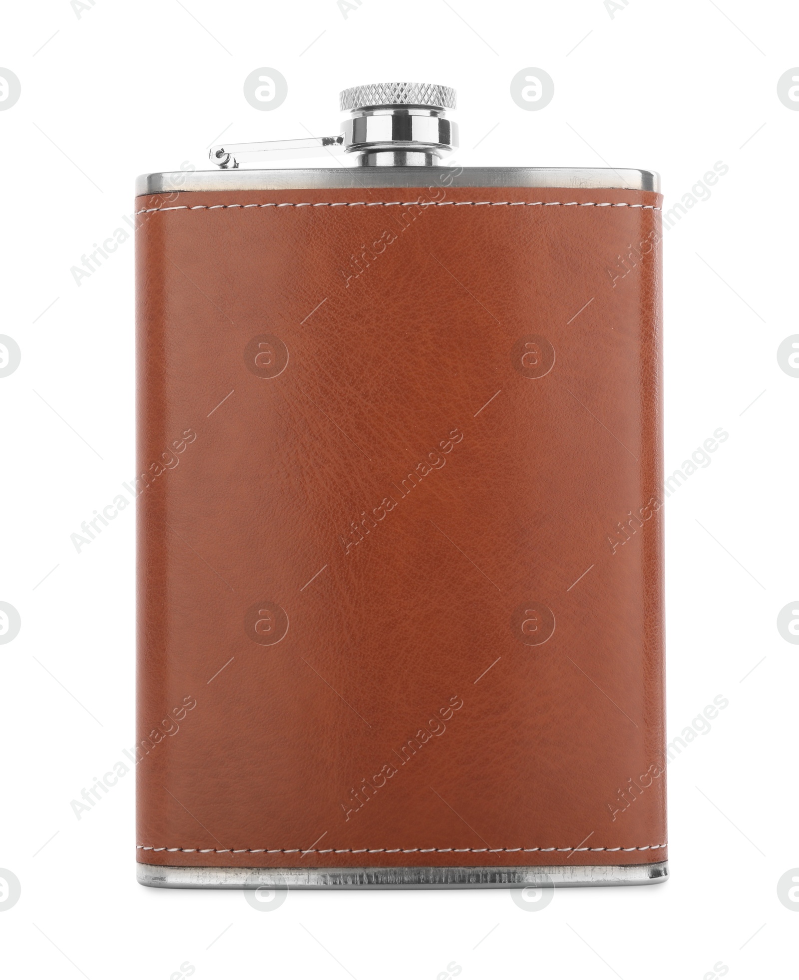 Photo of One new hip flask isolated on white