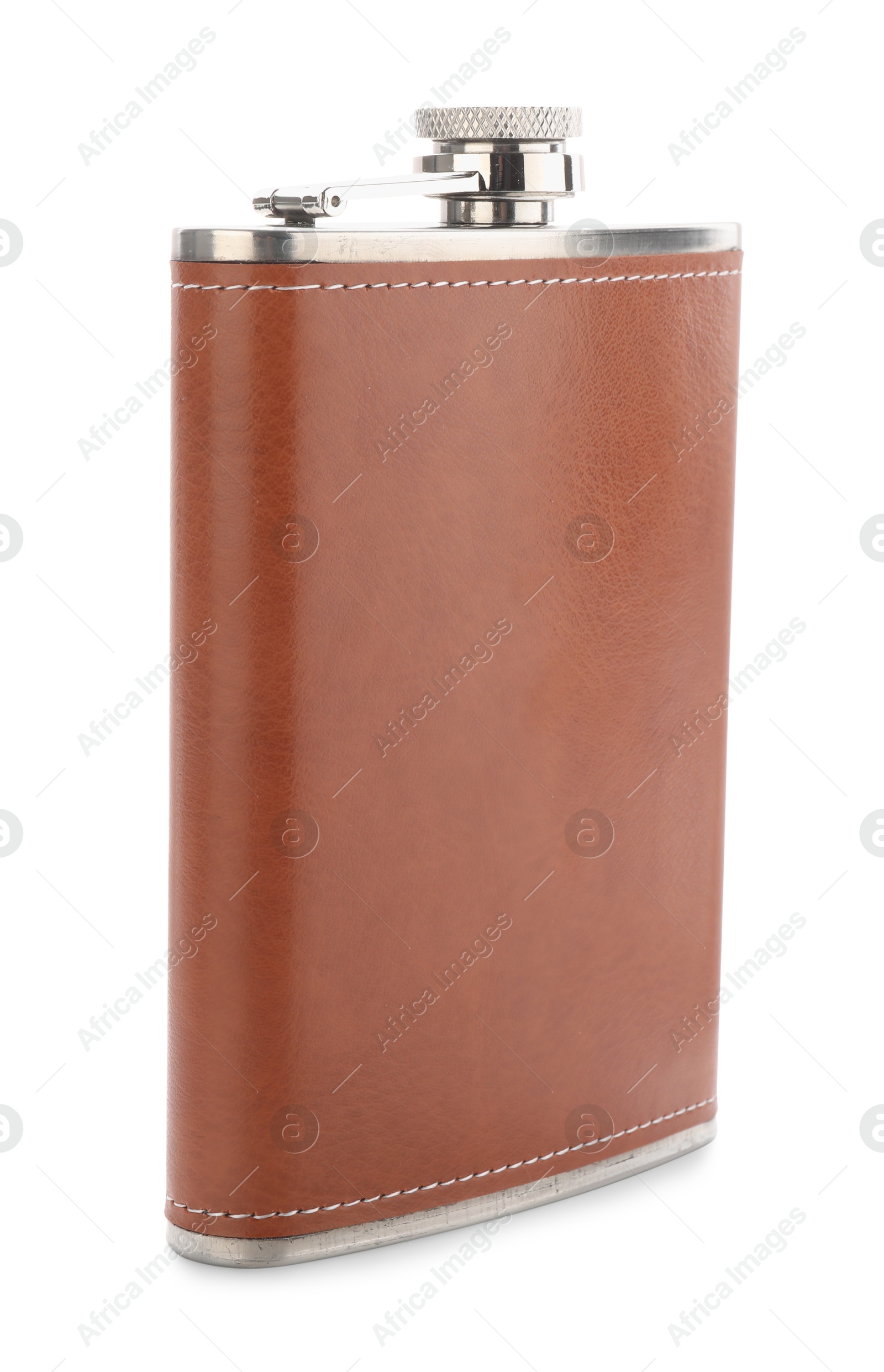 Photo of One new hip flask isolated on white