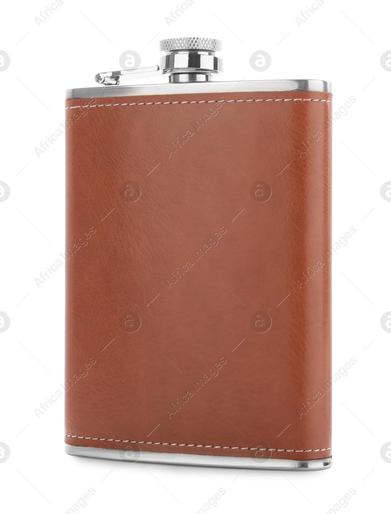 Photo of One new hip flask isolated on white