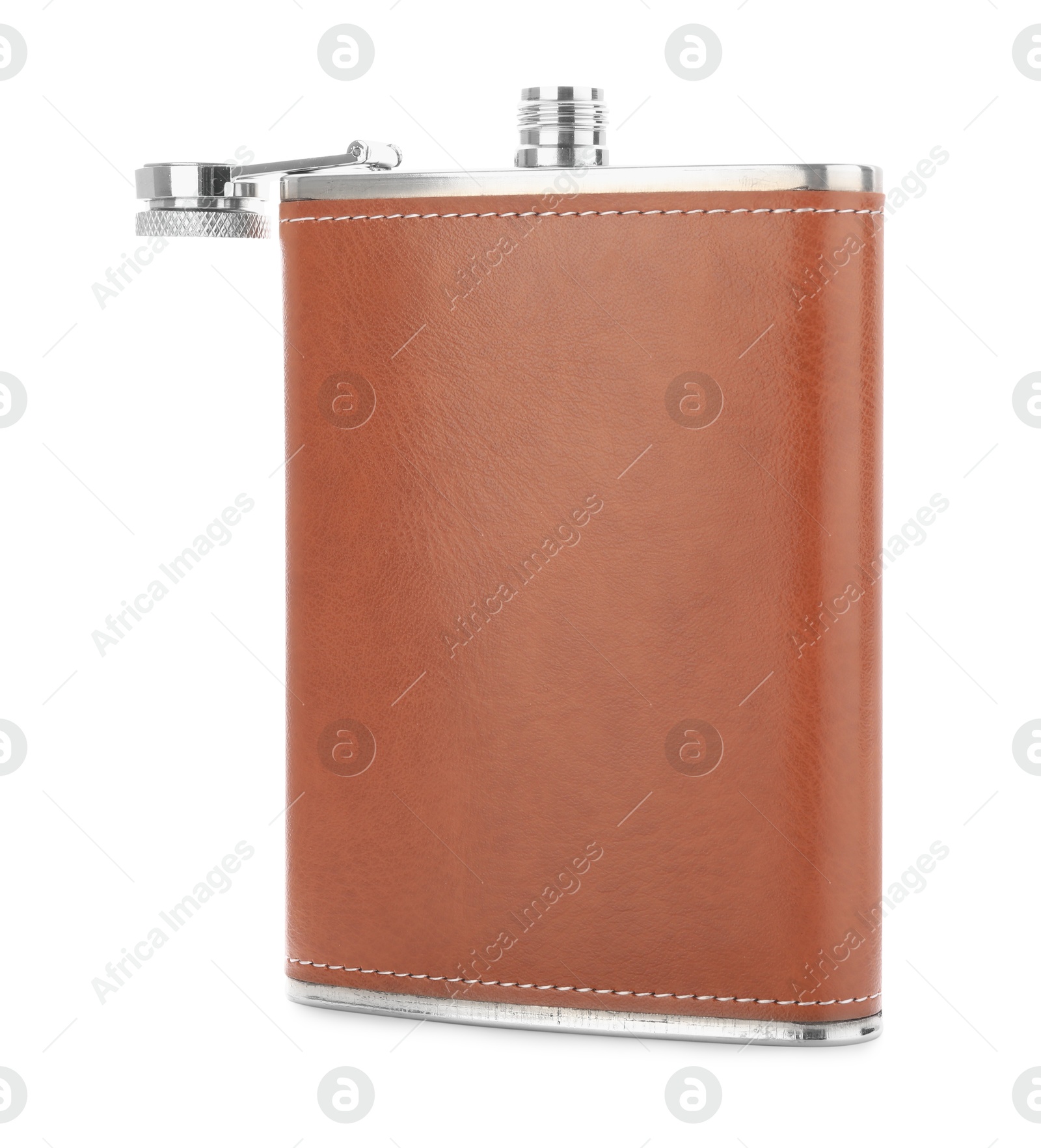 Photo of One new hip flask isolated on white