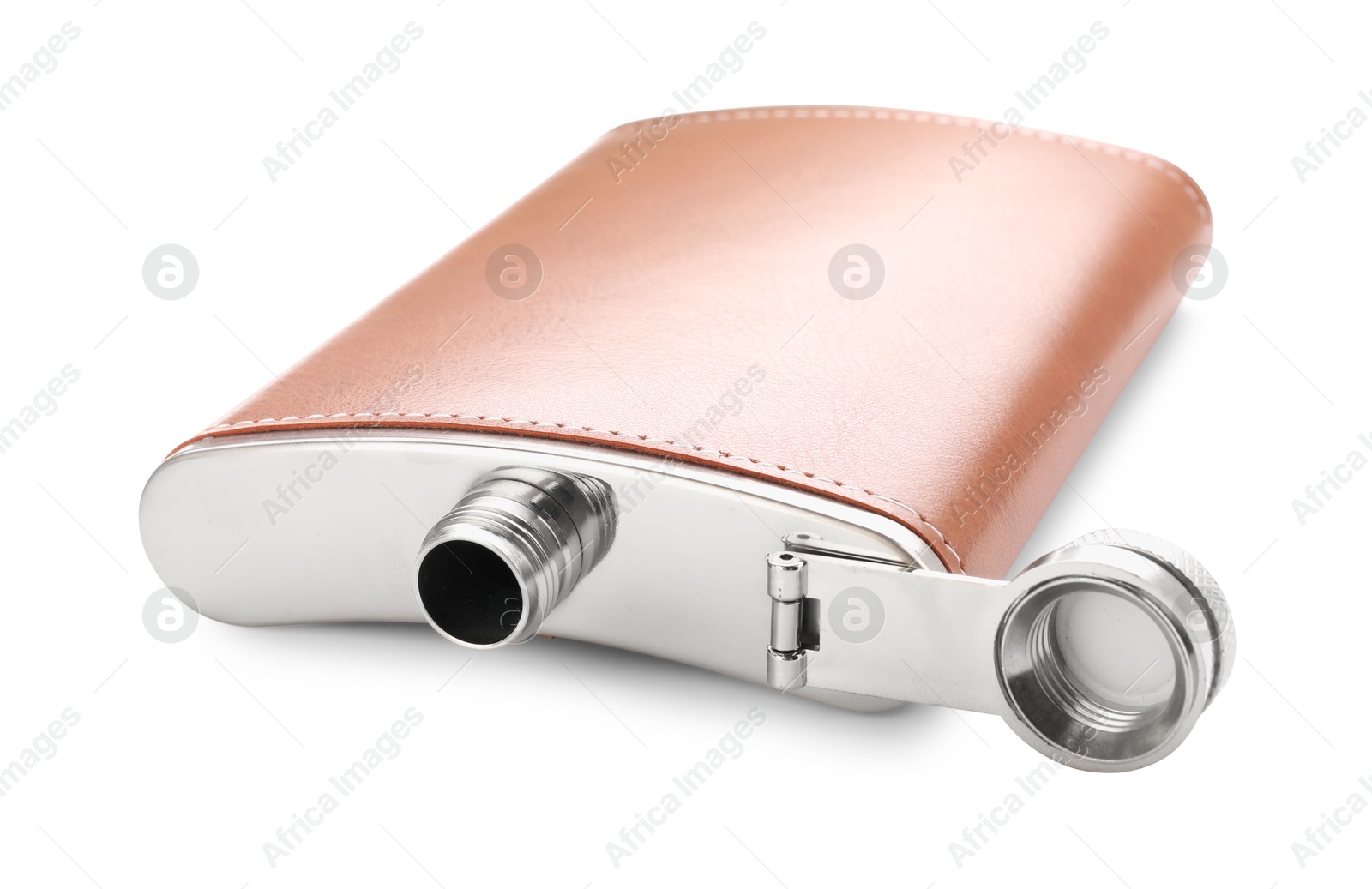 Photo of One new hip flask isolated on white