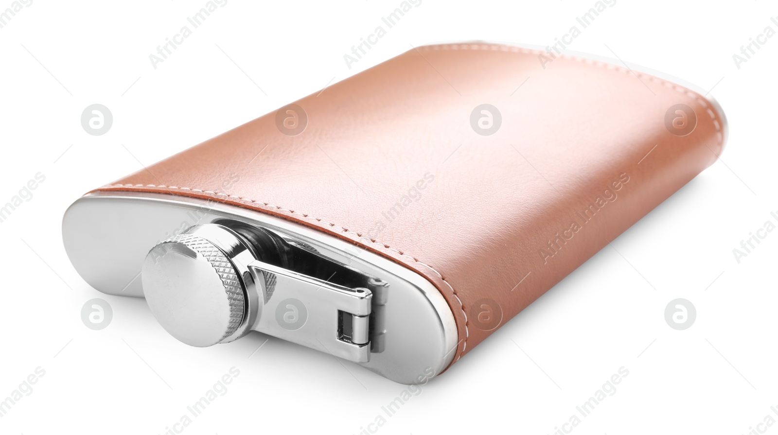 Photo of One new hip flask isolated on white