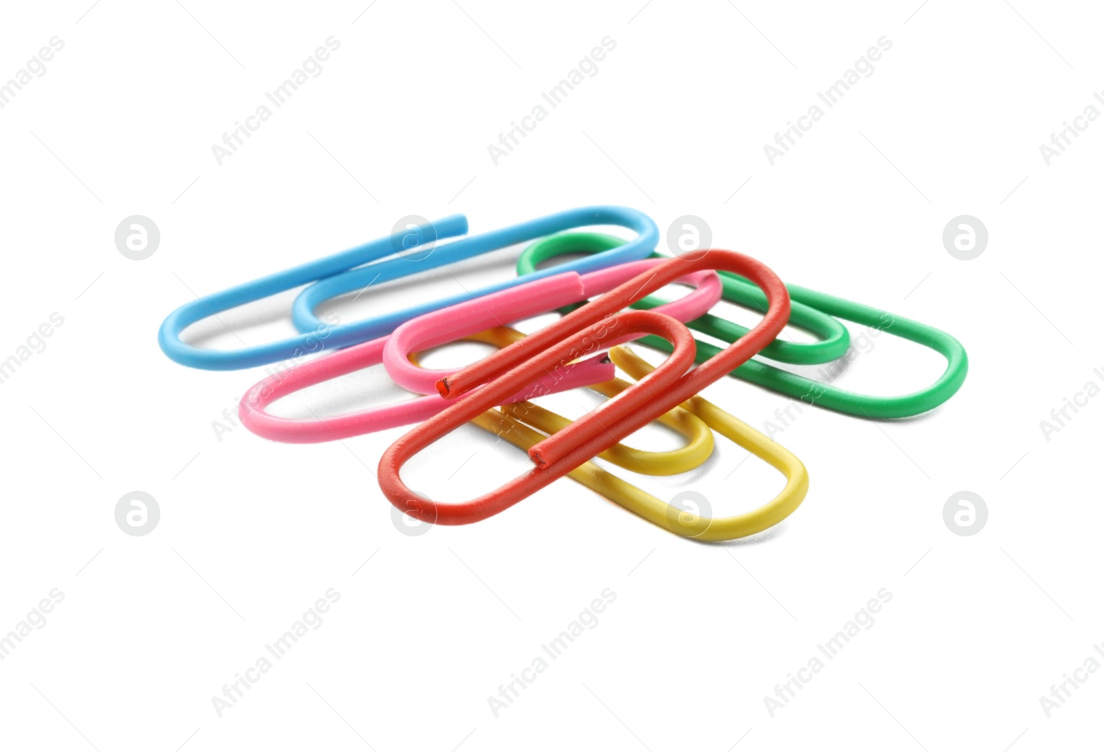 Photo of Many colorful paper clips isolated on white