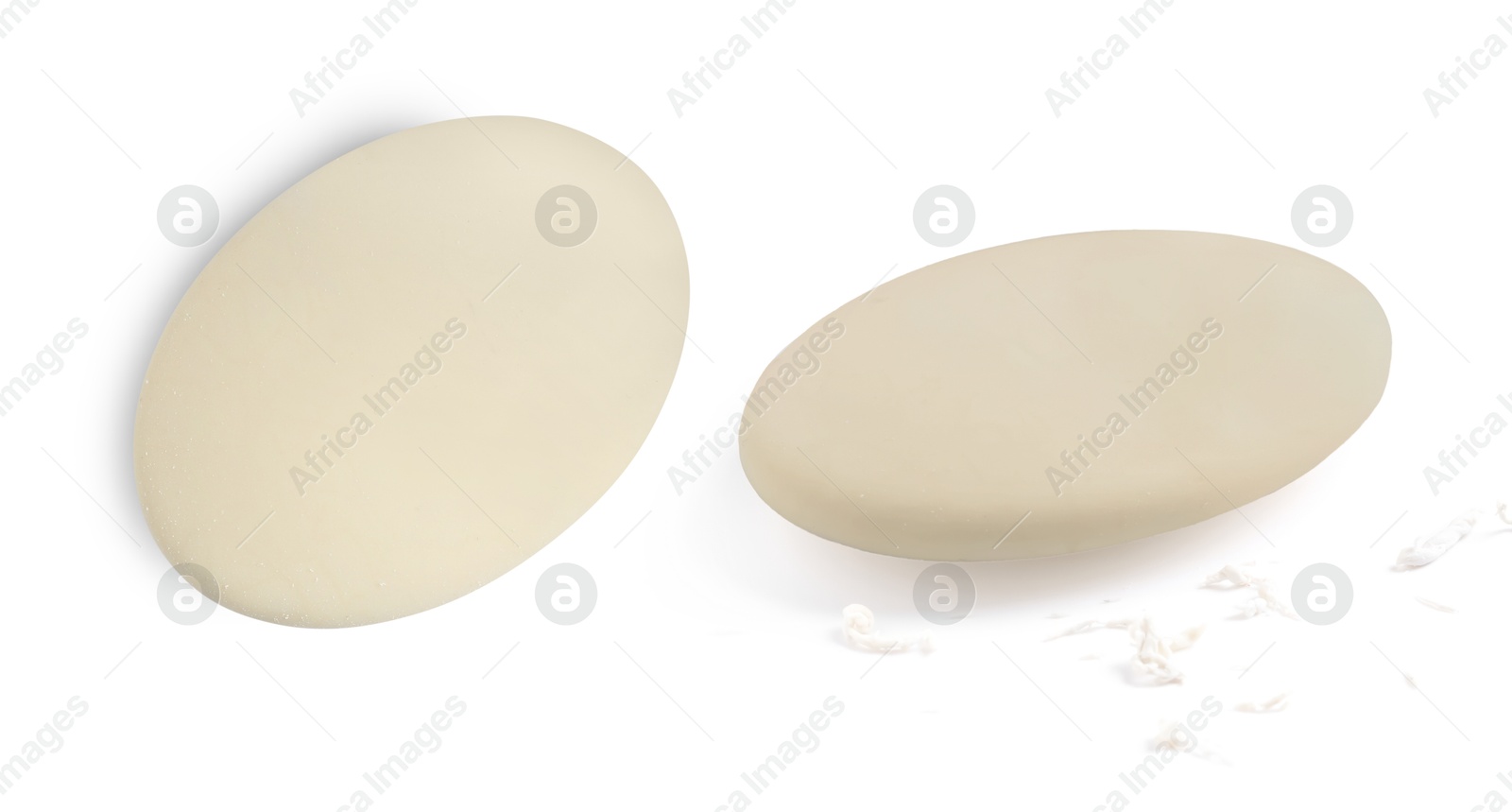 Image of Eraser isolated on white, collage. Different sides