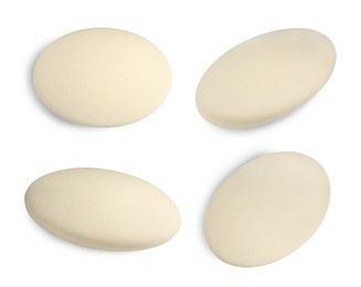 Image of Eraser isolated on white, collage. Different sides