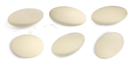 Image of Eraser isolated on white, collage. Different sides