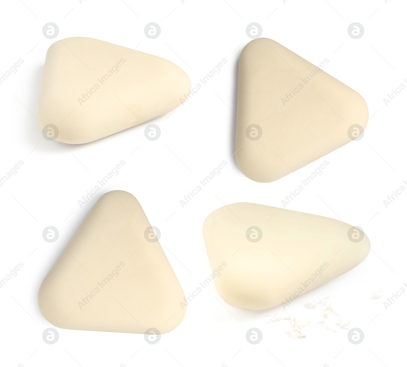 Image of Eraser isolated on white, collage. Different sides