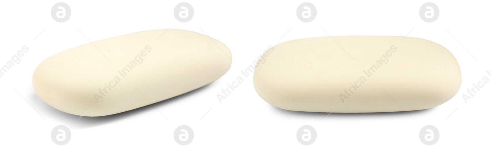 Image of Eraser isolated on white, collage. Different sides