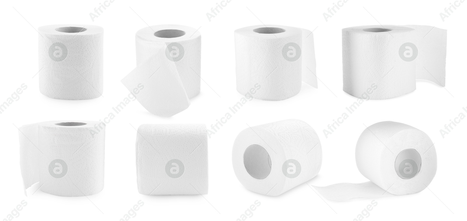 Image of Toilet paper rolls isolated on white, set