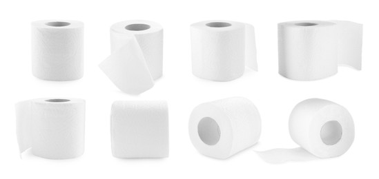 Image of Toilet paper rolls isolated on white, set