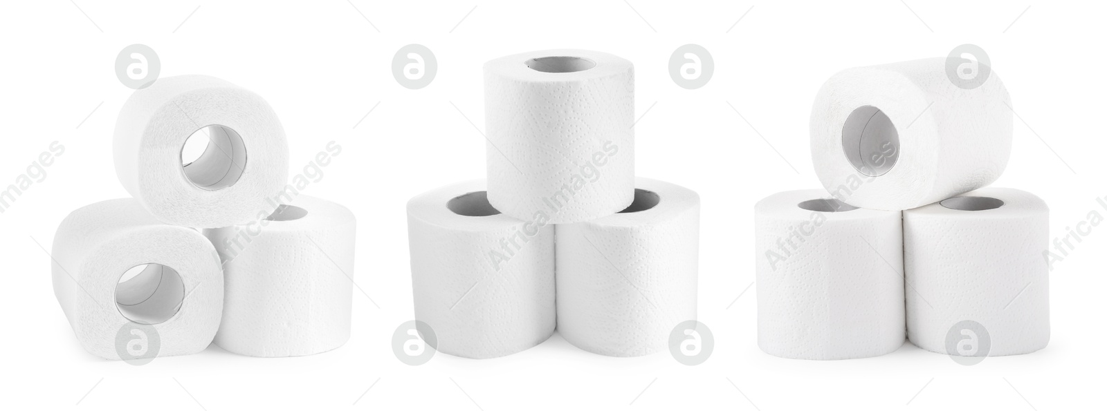 Image of Toilet paper rolls isolated on white, set