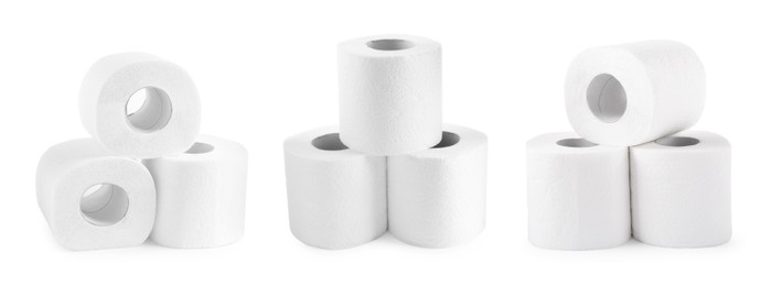 Image of Toilet paper rolls isolated on white, set