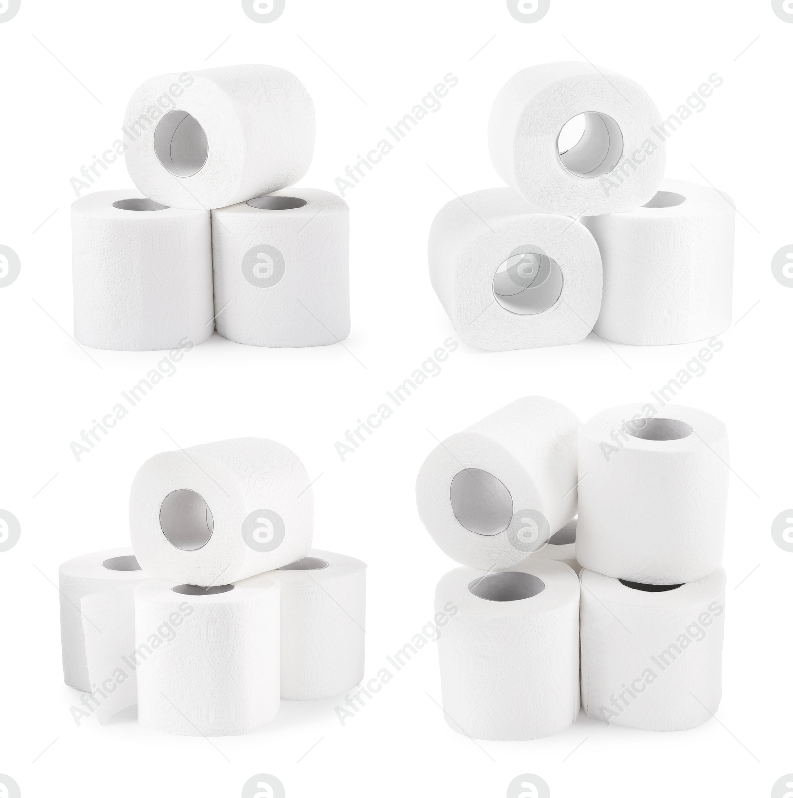 Image of Toilet paper rolls isolated on white, set