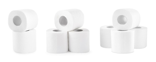 Image of Toilet paper rolls isolated on white, set