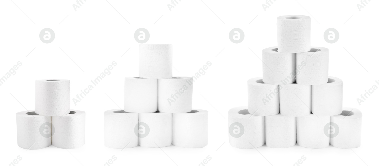 Image of Toilet paper rolls isolated on white, set