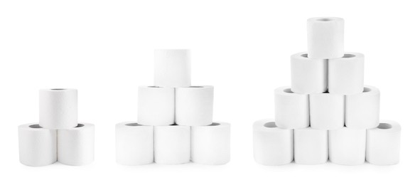 Image of Toilet paper rolls isolated on white, set