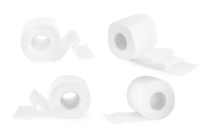 Image of Toilet paper rolls isolated on white, set