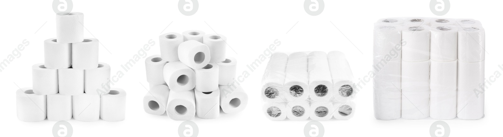 Image of Toilet paper rolls isolated on white, set