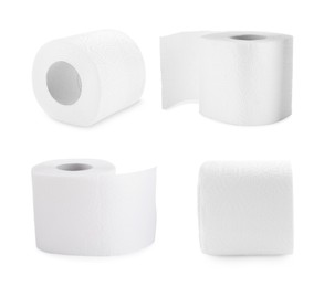 Image of Toilet paper rolls isolated on white, set