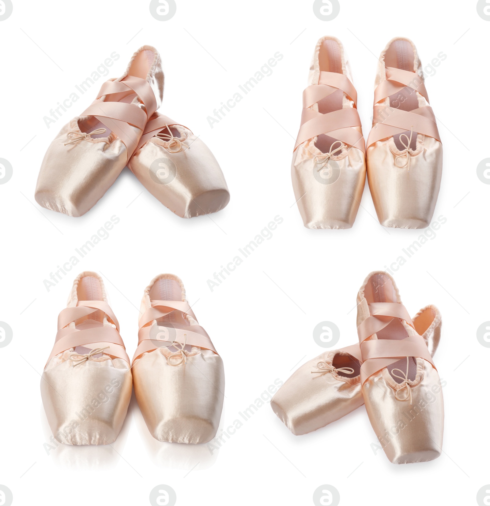 Image of Beige ballet shoes isolated on white, set