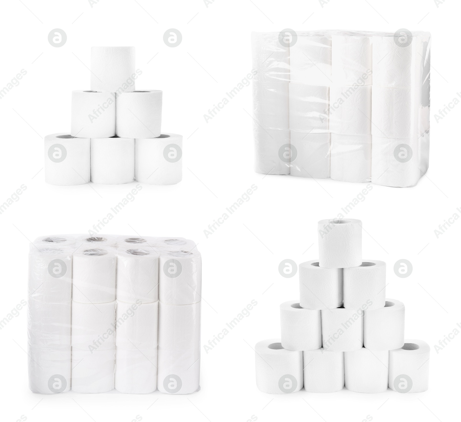 Image of Toilet paper rolls isolated on white, set