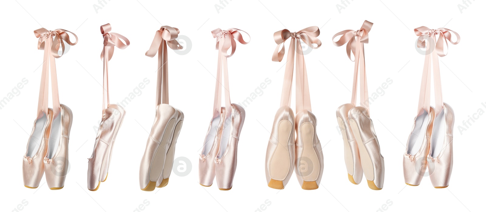 Image of Beige ballet shoes isolated on white, set