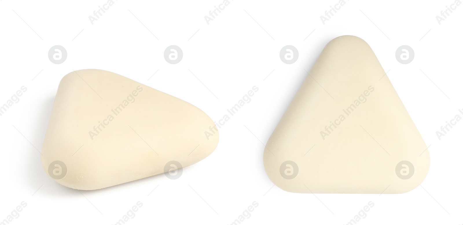 Image of Eraser isolated on white, collage. Different sides