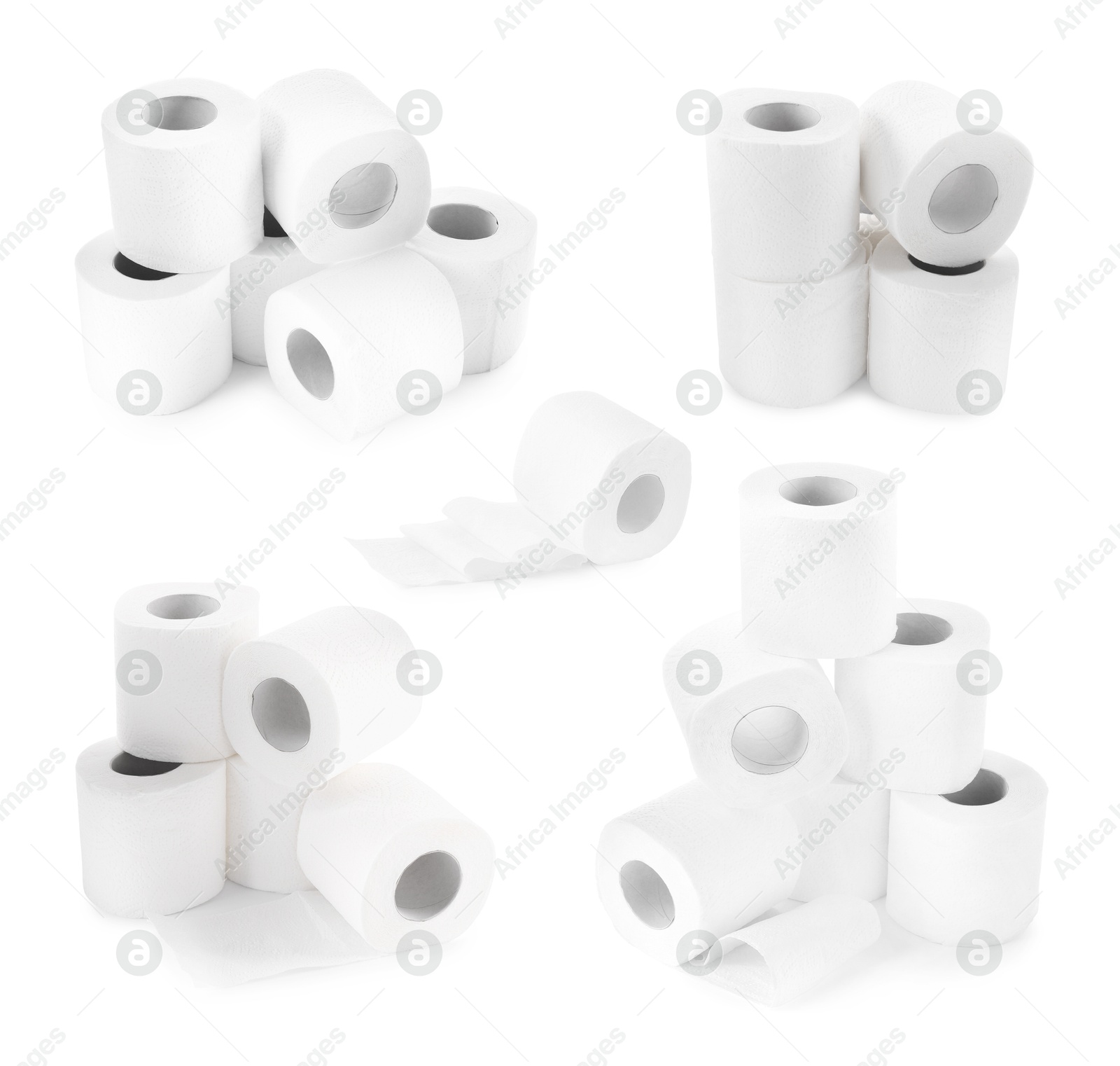 Image of Toilet paper rolls isolated on white, set