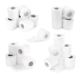 Image of Toilet paper rolls isolated on white, set