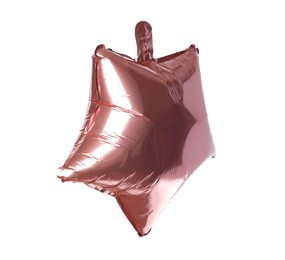 Photo of Pink shiny foil star shaped balloon isolated on white