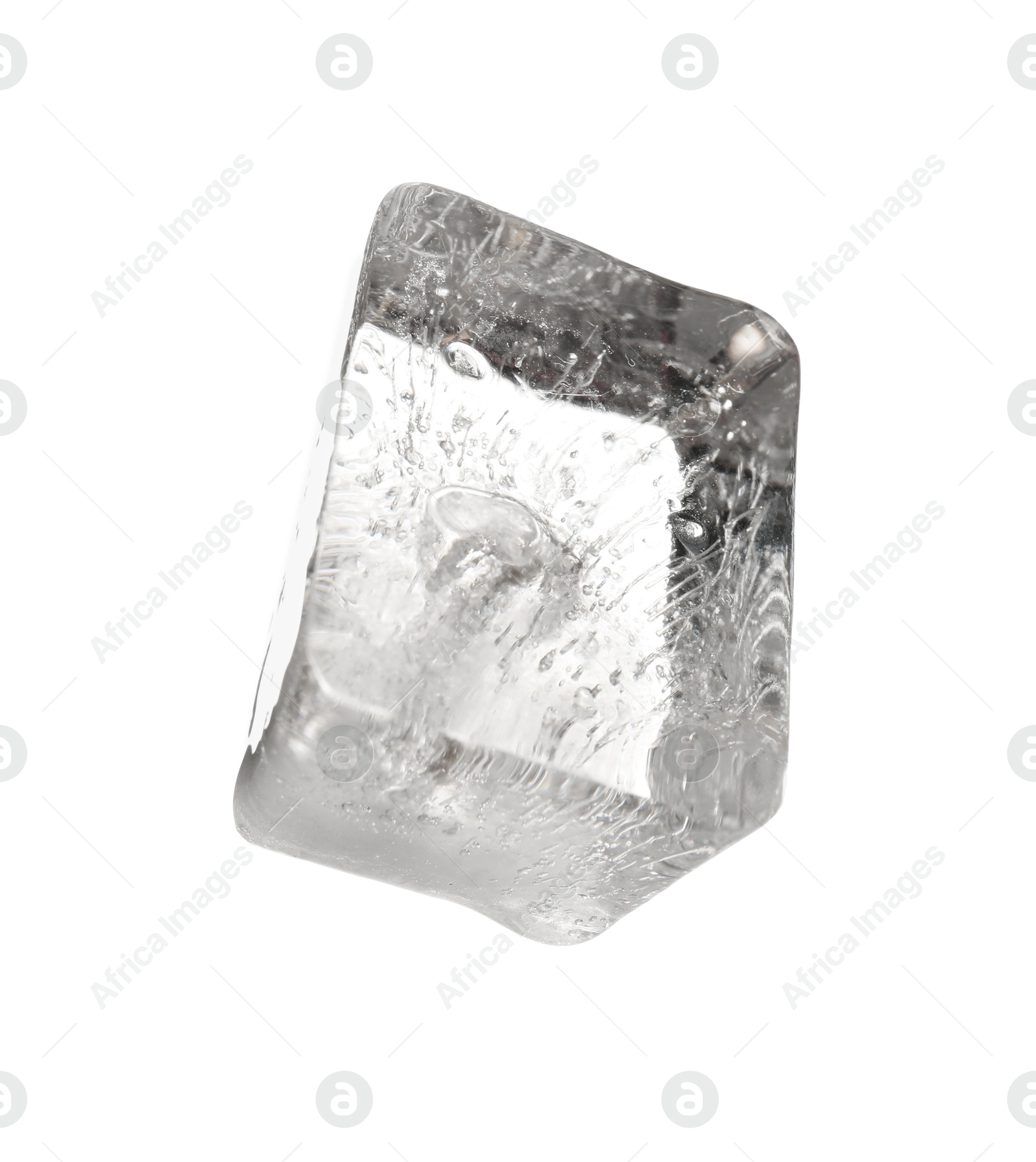 Crystal clear ice cube isolated on white Photo of Crystal clear ice cube isolated on white