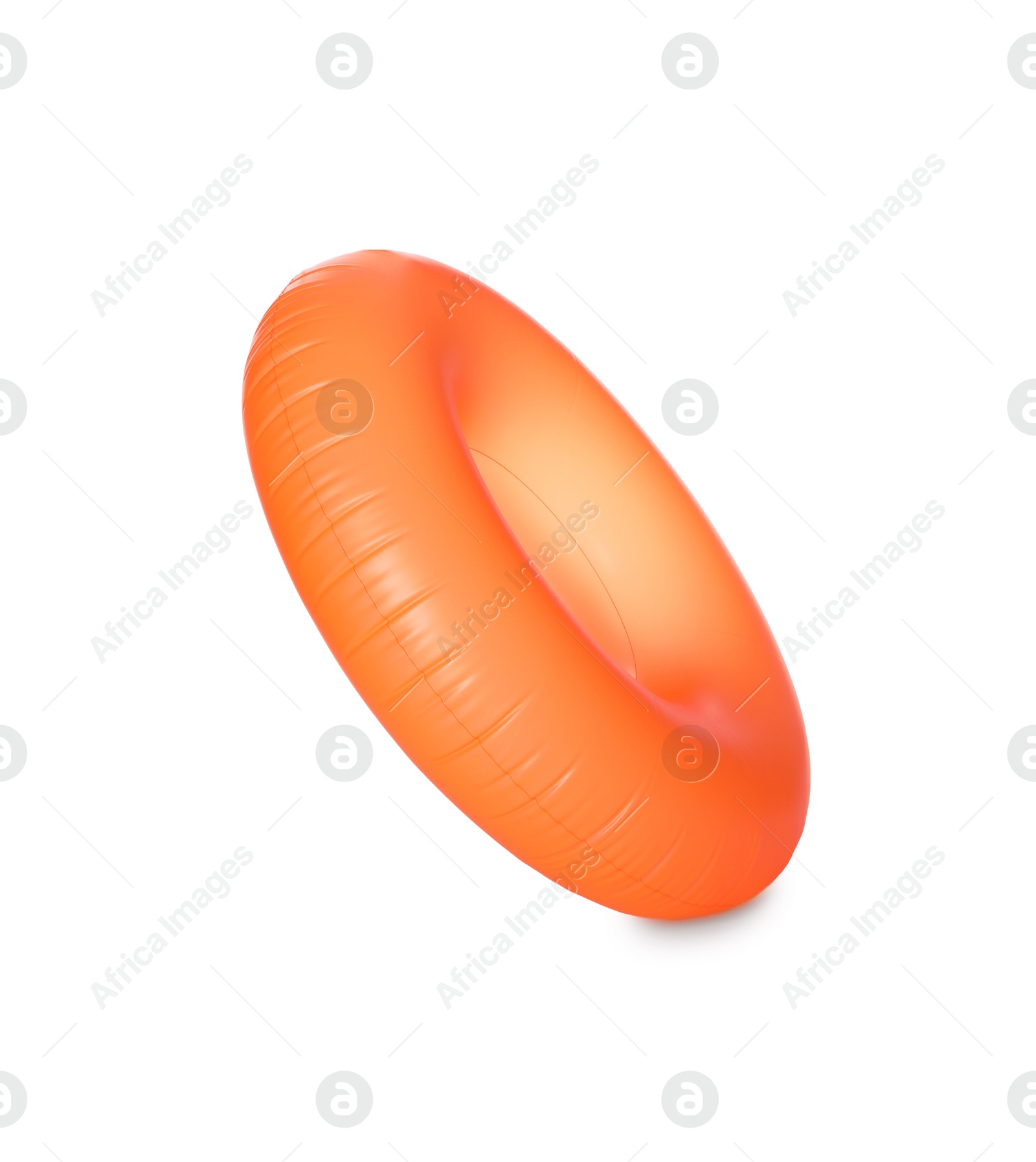 Photo of Orange inflatable ring isolated on white. Beach accessory