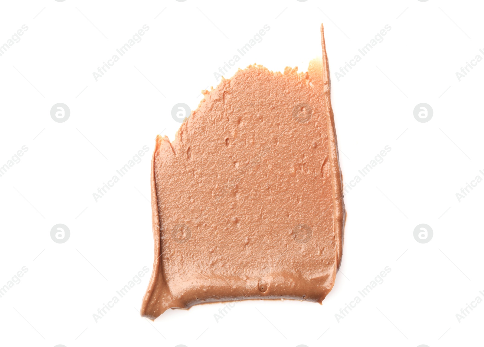 Photo of Sample of tasty nut butter isolated on white, top view