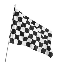 Photo of One racing checkered flag isolated on white