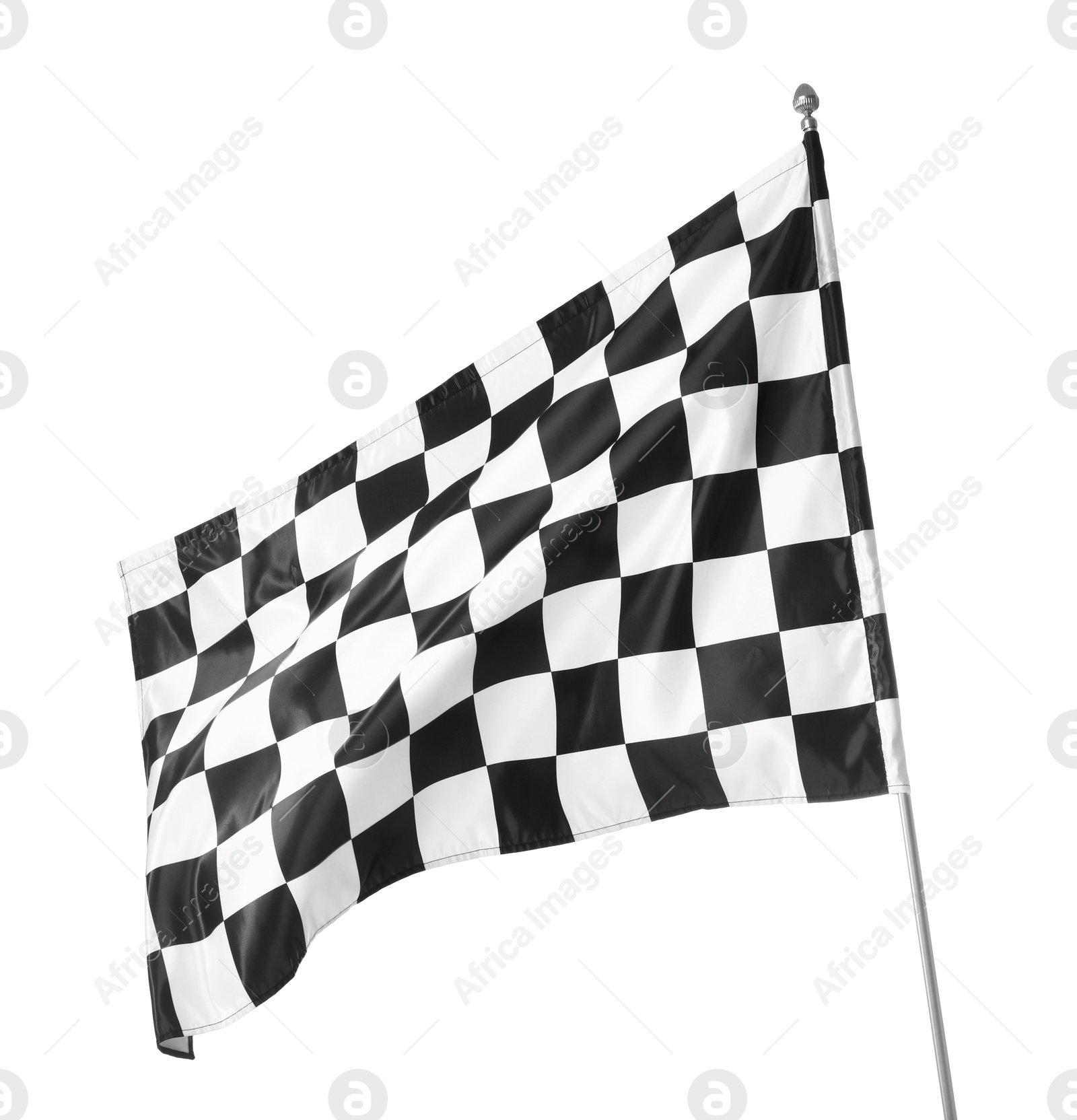 Photo of One racing checkered flag isolated on white