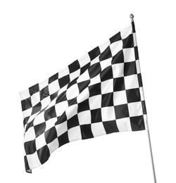 Photo of One racing checkered flag isolated on white