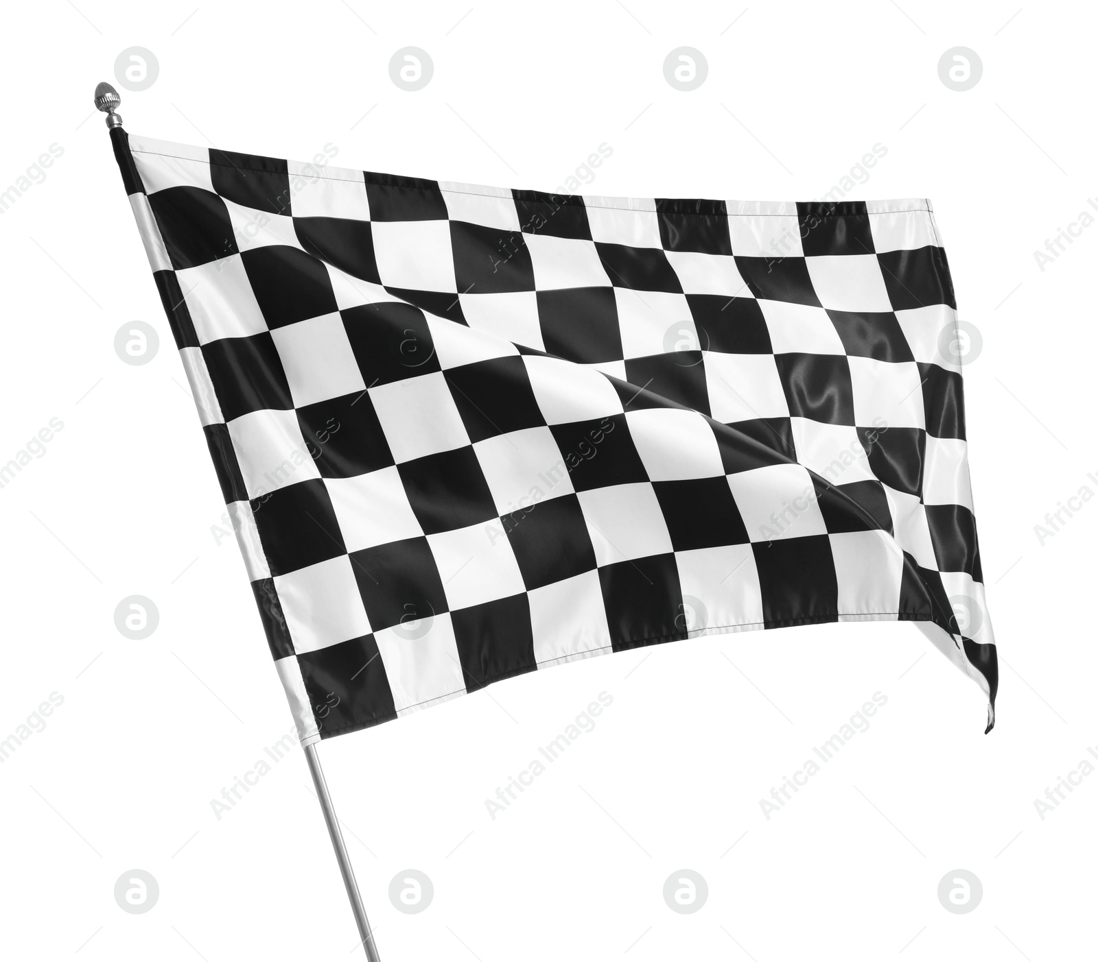 Photo of One racing checkered flag isolated on white