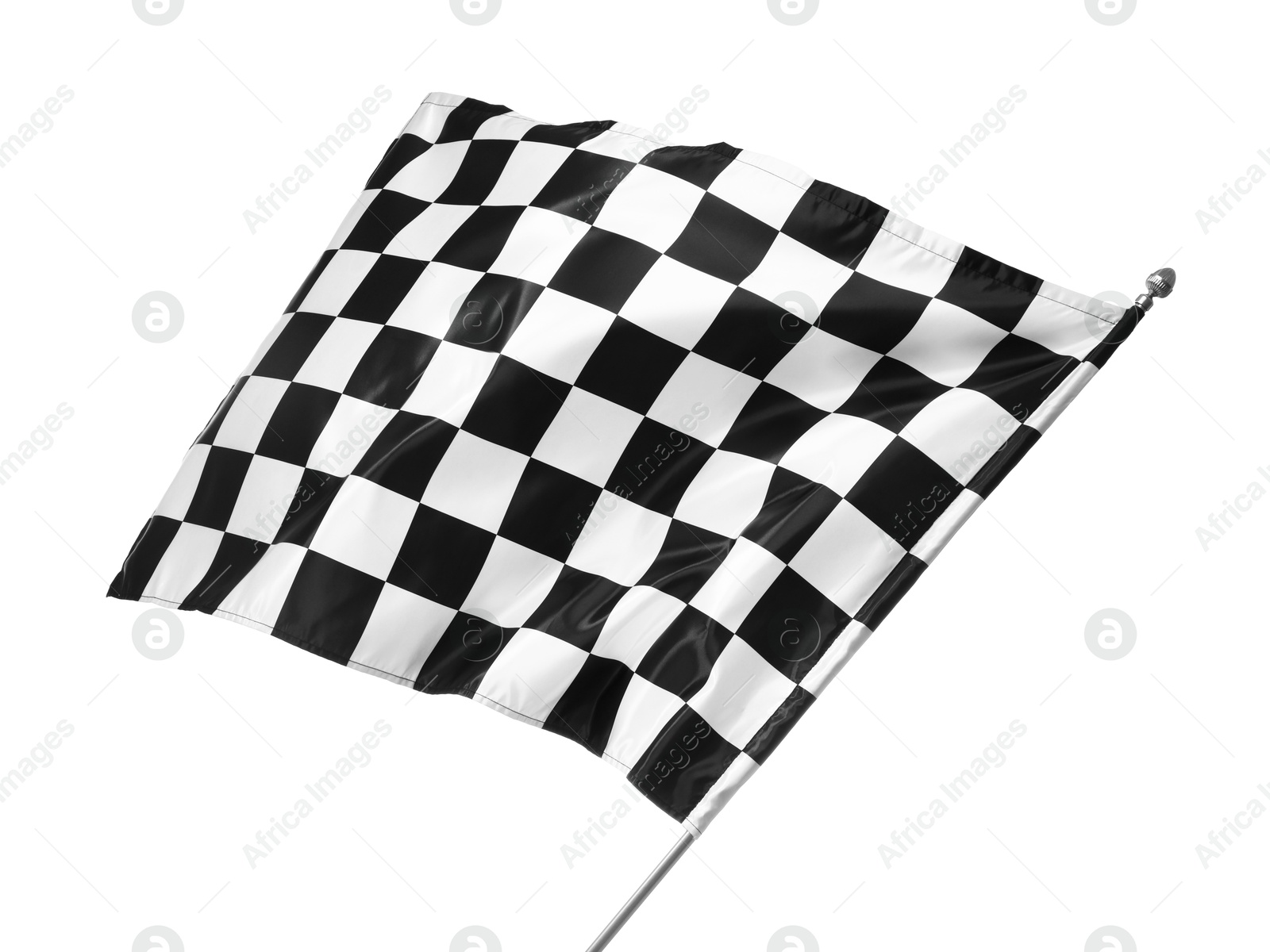 Photo of One racing checkered flag isolated on white