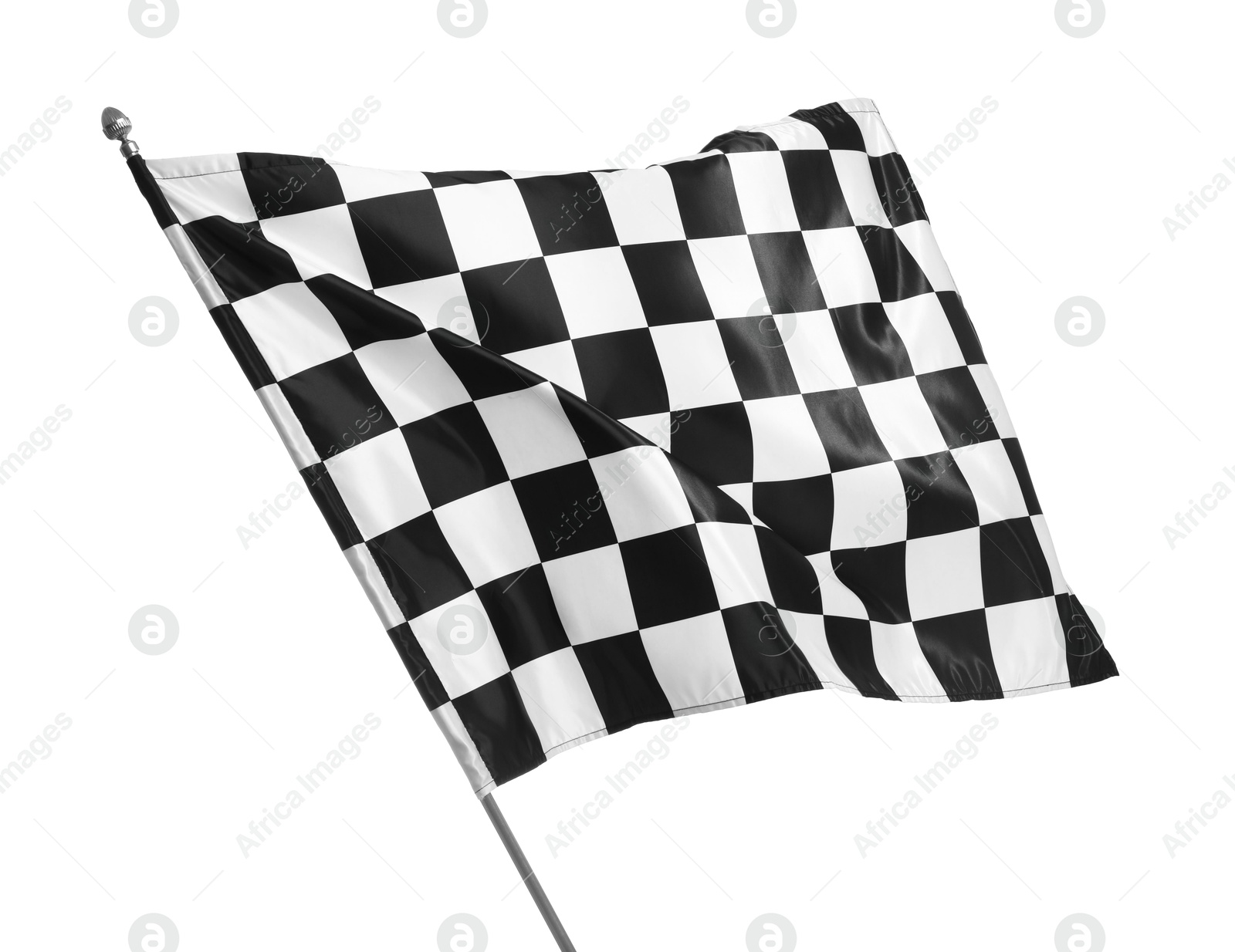 Photo of One racing checkered flag isolated on white